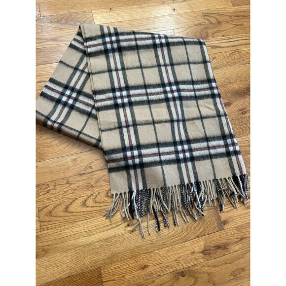 Edinburgh Lambswool Other - Edinburgh Lambswool Scarf 100% Pure Blanket Throw Brown Plaid Fringe 69x29 MINT